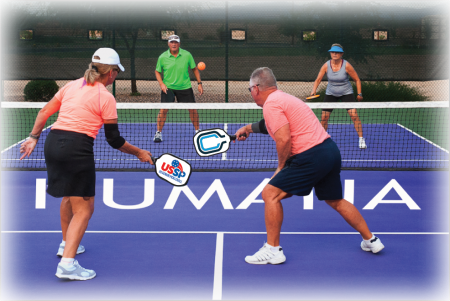 Seniors playing mixed doubles