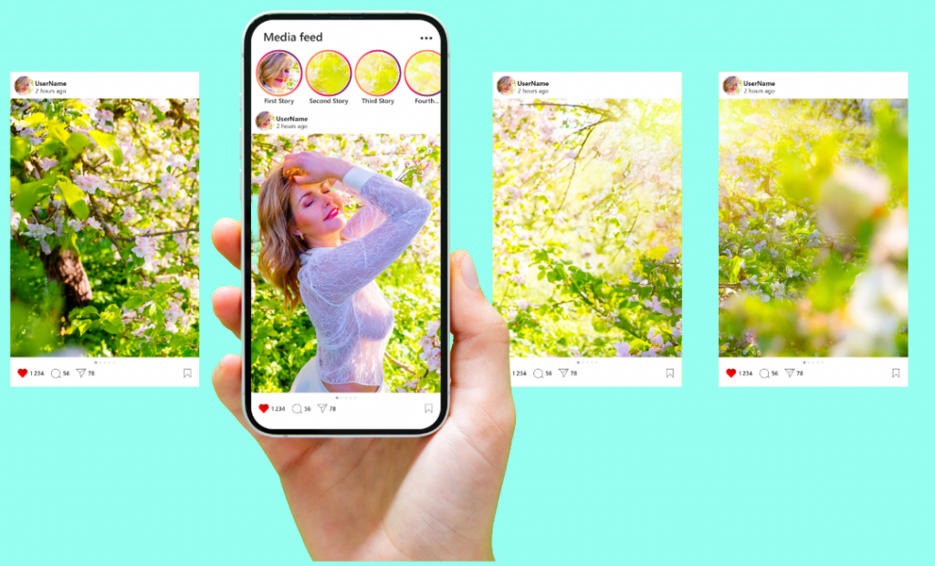 multiple images depicting a scrolling image gallery