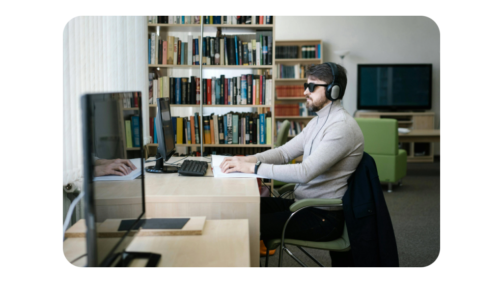 handicapped man using computer