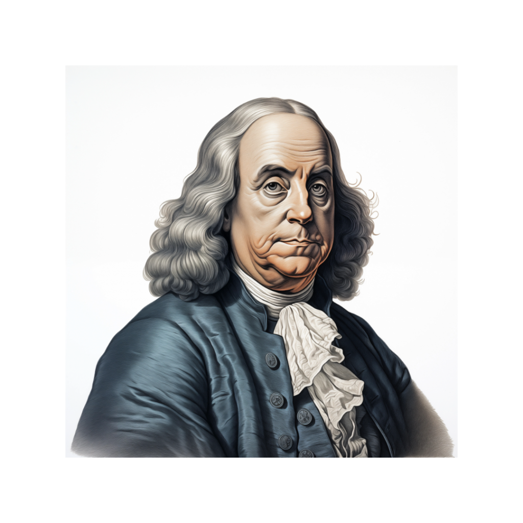 Portrait of Benjamin Franklin, the first president of the United States.