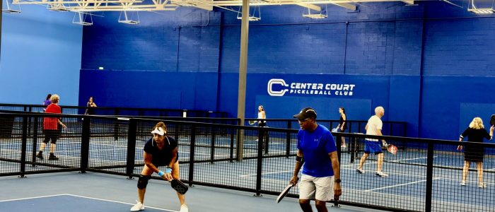 Competitive senior pickleball play